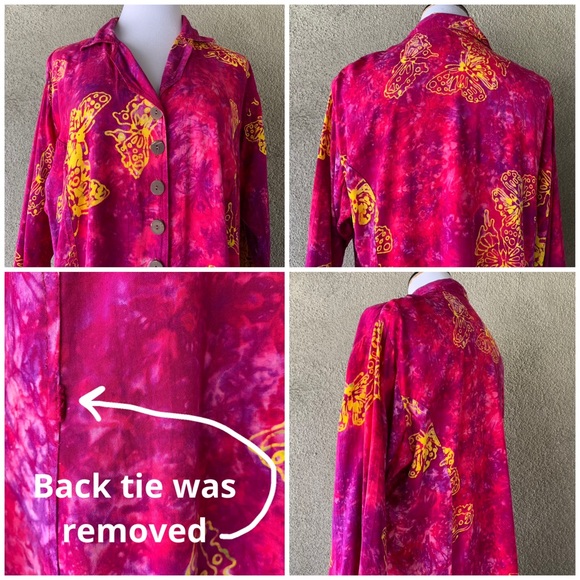 “Kimberley’s Travels” Hot Pink and Purple Butterfly Batik Dress size 2X - Picture 9 of 12